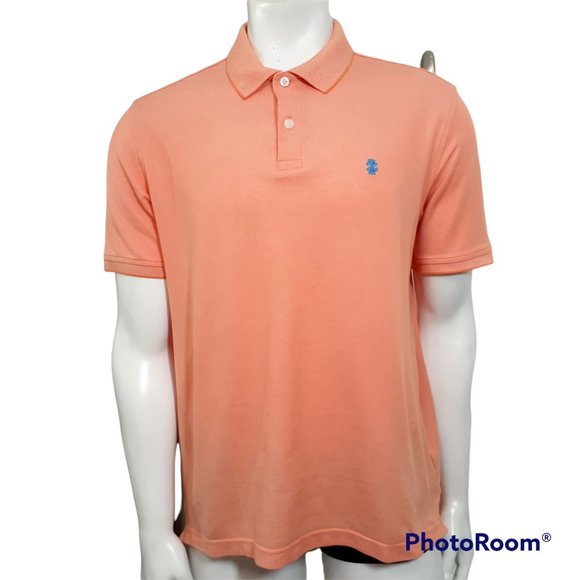 Izod Men's Orange Collared Natural Stretch Short Sleeve Polo Shirt Size L - Picture 1 of 11